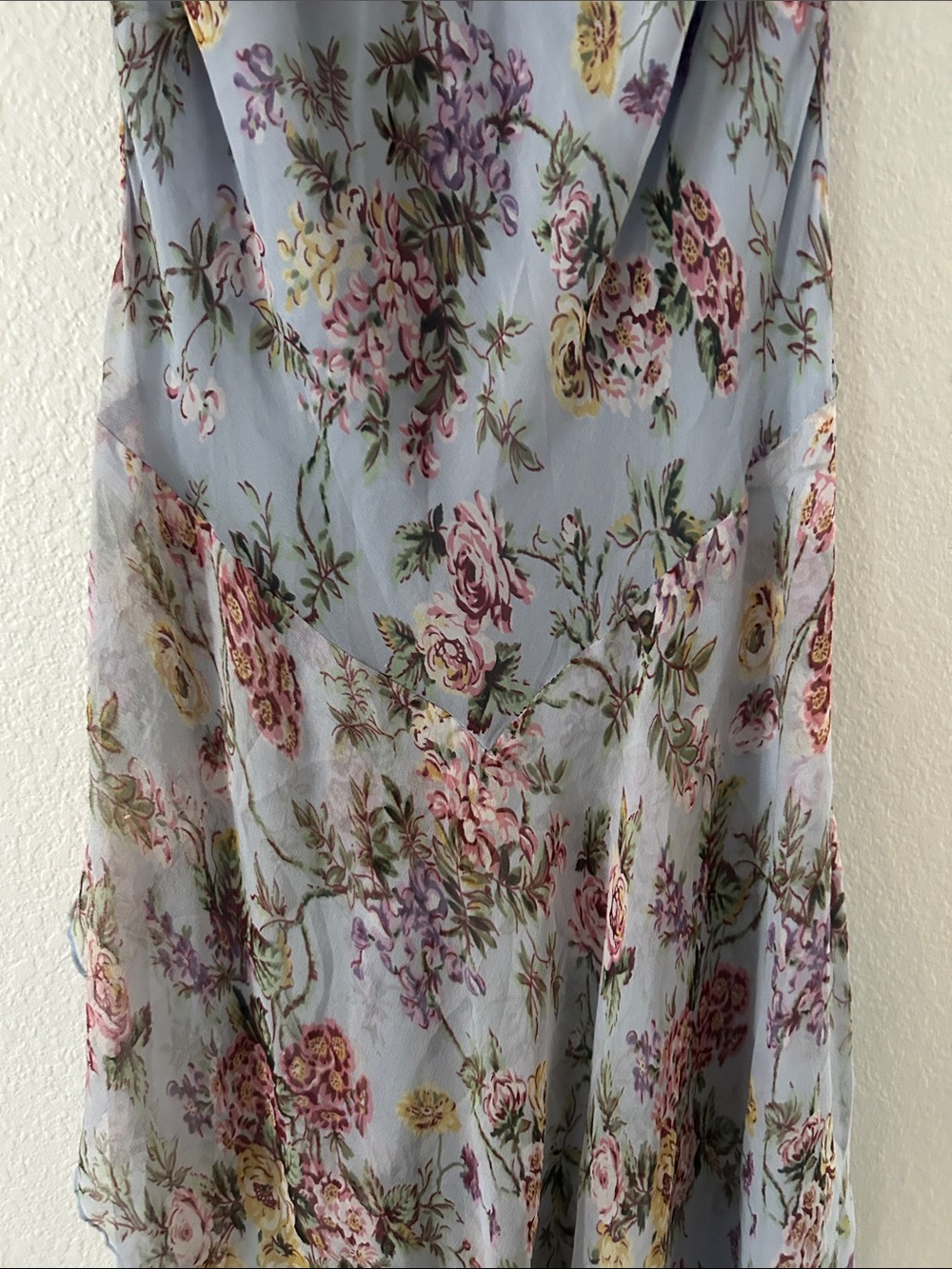 Floral silk Midi Dress in Light Blue - Picture 3 of 4